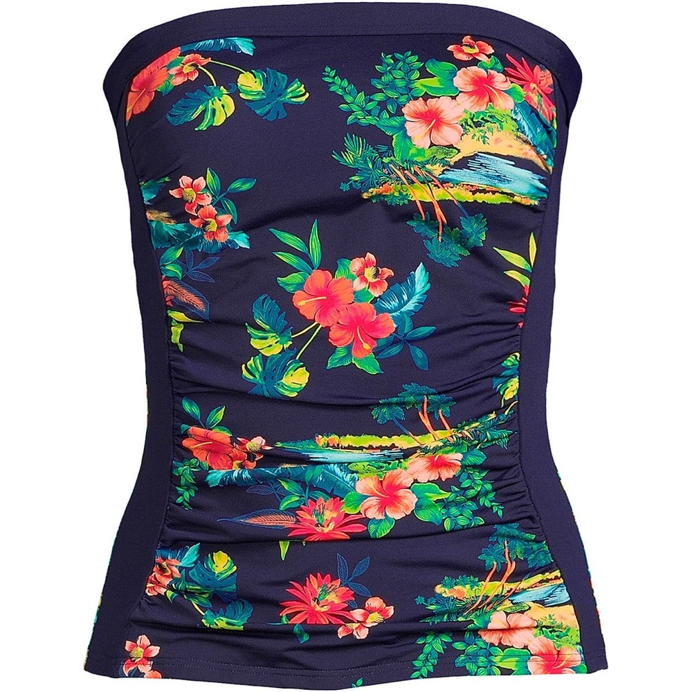 New Women's Plus Size Chlorine Resistant Bandeau Tankini Swimsuit Top
